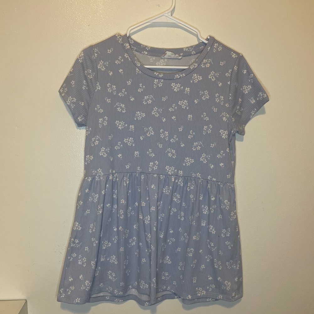 Blue floral peplum top